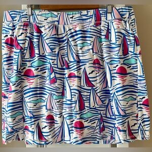 Talbots Multicolor Sailboat Print Skort